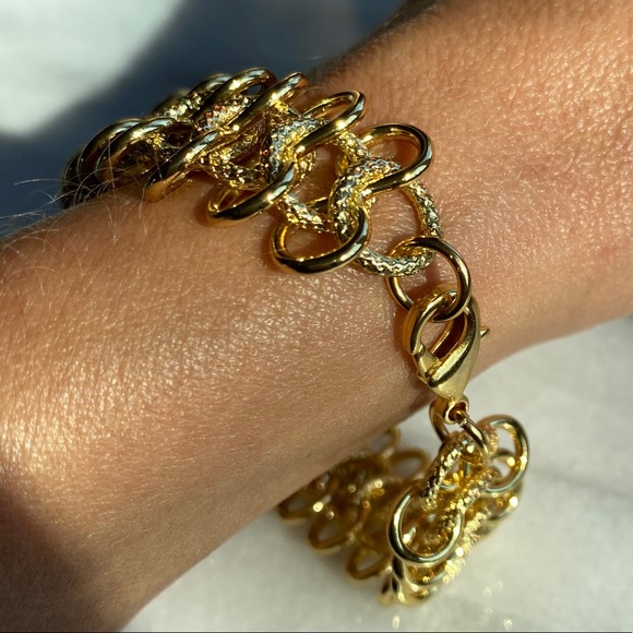 Kenneth Jay Lane 22K Gold Plt Mega Wide Bracelet Y2K - Picture 15 of 16